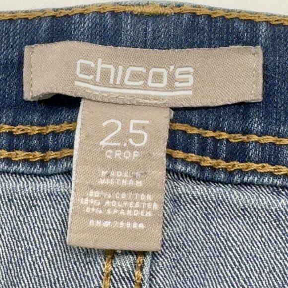 Chicos Crop Jeans 2.5 (14) 36x23 Mid Wash/Rise Stretch Denim Everyday Beach Y2k - Picture 11 of 13